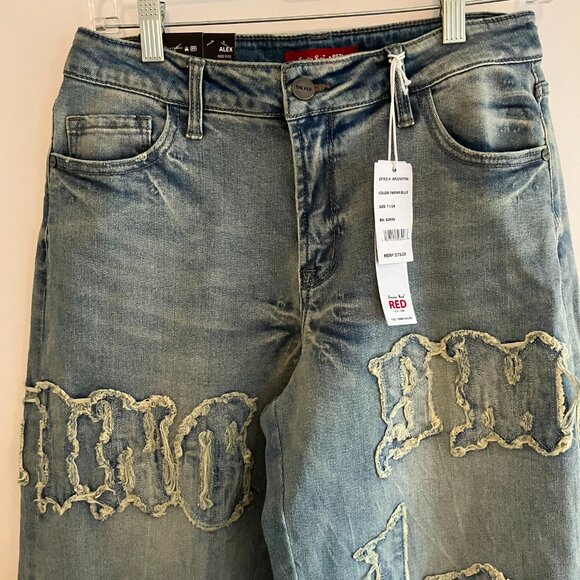 Smoke Rise Red Jeans Size 11/29 Blue Denim Acid Wash High Rise Flare Curvy Fit - Picture 2 of 14